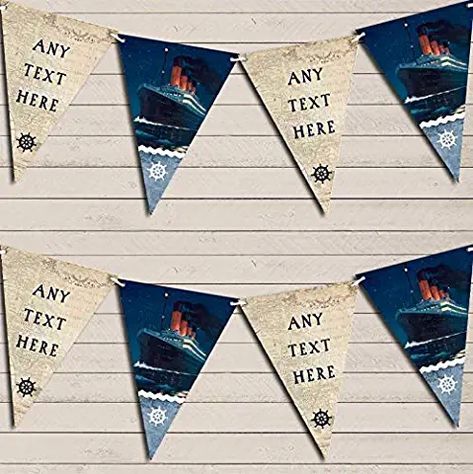 Vintage Nautical Map, Sea Ship, Personalised Bunting, Happy Birthday Text, Party Flags, Nautical Map, Party Bunting, Flag Banners, Birthday Bunting