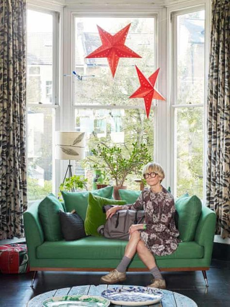 Ally Capellino, A Fashion Designer, Green Sofa, Egg Decorating, Interior Inspo, Bay Window, The Guardian, Leather Accessories, Interior Inspiration