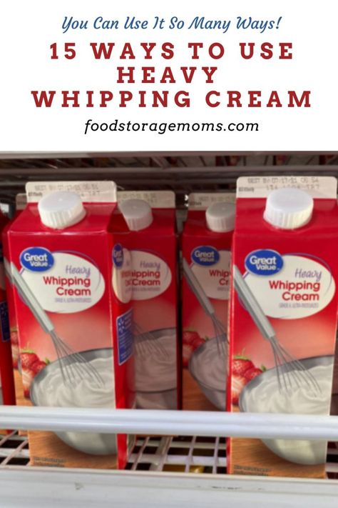 15 Ways to Use Heavy Whipping Cream - Food Storage Moms Recipes Using Whipping Cream, Heavy Cream Recipes, Whipped Cream Desserts, Creamy Pasta Sauce, Creamy Salad Dressing, Recipes With Whipping Cream, Savory Dishes, Homemade Butter, Cream Cheese Recipes