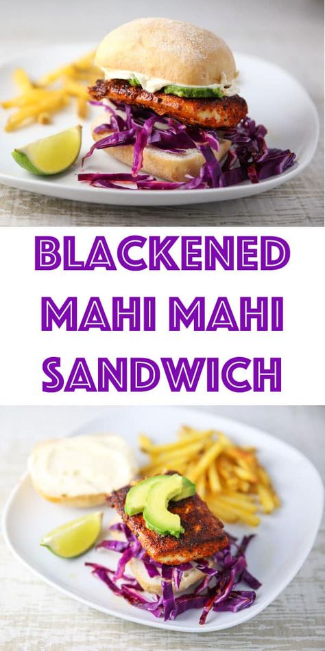 Blackened Mahi Mahi Sandwich - Tastefulventure Mahi Sandwich Recipe, Mahi Mahi Sandwich, Mahi Mahi Recipes Baked, Mahi Sandwich, Blackened Mahi Mahi, Sherry Recipes, Grilled Mahi Mahi, Fish Sandwiches, Potluck Party