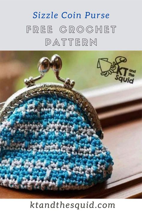 Sizzle Coin Purse Free Crochet Pattern | KT and the Squid Crochet Coin Purse Free Pattern, Coin Purse Crochet Pattern, Handmade Clutch Purse, Purse Patterns Free, Coin Purse Pattern, Coin Purse Tutorial, Crochet Coin Purse, Purse Tutorial, Purse Pattern