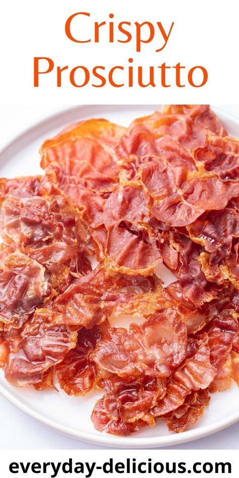 Crispy Prosciutto Salad, Ways To Fold Prosciutto, Prosciutto And Eggs, Prosciutto Halloween, Crispy Prosciutto Recipes, How To Style Prosciutto, Procuitto Appetizer Recipes, Prosciutto Ideas, Prosciutto Appetizer Recipes