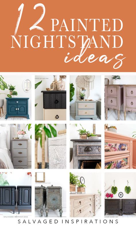 Nightstand Makeover Ideas, Painted Nightstand Ideas, Nightstand Makeover Diy, Easy Diy Nightstand, Diy Nightstand Ideas, Unusual Bedside Tables, Diy Nightstand Makeover, Night Stand Makeover, Painted Nightstand