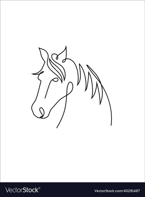 Horse Single Line, Horse Line Drawing Simple, Line Drawing Horse, Horse Line Drawing, Horse Outline, Horse Logo Design, Stallion Horses, Single Line Drawing, Horse Logo