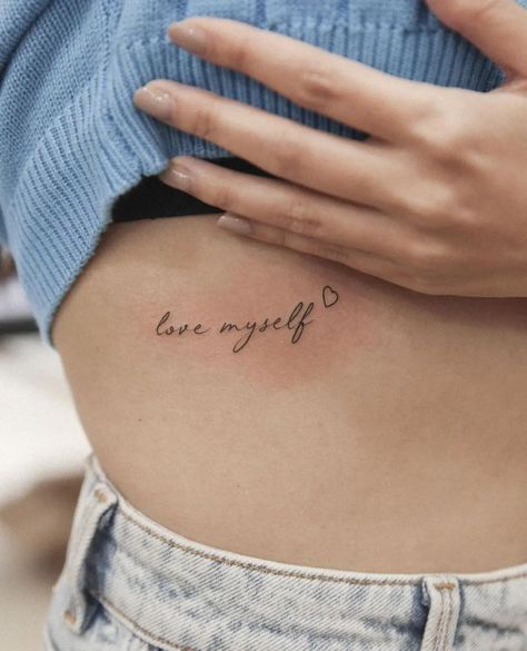 @tattoo.askme • Instagram photos and videos Rib Tattoos For Women Quotes, Rib Tattoos Words, Spanish Tattoos, Tiny Heart Tattoos, Love Yourself Tattoo, Rib Tattoos For Women, Health Tattoo, Dainty Tattoos, Tiny Heart