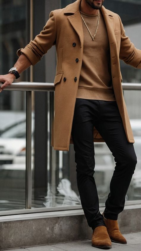 Casual Winter Outfit Men, Winter Looks For Men, Business Casual With Jeans Men, Classy Mens Fashion Winter, Mens Fashion Winter Classy, Men Fashion 2024 Winter, Men Relaxed Outfit, Men’s Winter Fashion 2024, Men’s Peacoat