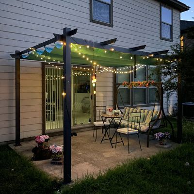 Need a space to have a party outside, It is the perfect solution. It offers privacy and optimal shade from harsh sun rays—simply slide the convertible top back and forth to suit your comfort level. The frame is made of durable rust-resistant powder-coated aluminum. The adjustable canopy provides for a welcome retreat on the hottest sunny days. This pergola can be used for all four seasons for year-round backyard beauty. Adds an elegant and relaxed outdoor space for dining or entertaining in your Purple Leaf Pergola, Relaxing Outdoor Spaces, Pergola With Canopy, Modern Outdoor Kitchen, Backyard Canopy, Backyard Renovations, Aluminum Pergola, Pergola Canopy, Beautiful Houses