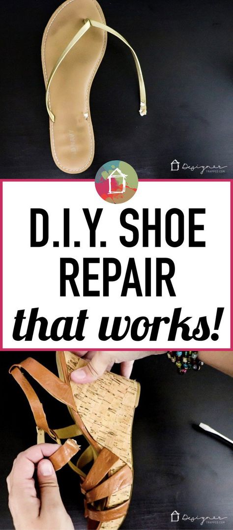 Do you have a bunch of cute sandals and shoes with broken straps? It seems to happen to me ALL the time and always out in public. Now I have a DIY shoe repair solution that allows me to repair my shoes at home in about 1 minute for less than a dollar a pair! How To Repair Shoes, Best Glue For Shoe Repair, Diy Shoe Refashion, Shoe Repair Diy, Repair Shoes, Shoe Hacks, Shoe Makeover, Diy Sandals, Diy Shoe