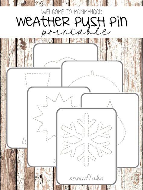 Weather pin poking printables Preschool Weather, Montessori Printables, Life Activities, Weather Theme, Montessori Lessons, Weather Unit, Montessori Art, Montessori Practical Life, Toddler Education