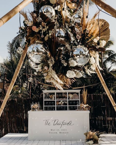 Tulum Party, Bohemian Decoration, Disco Theme, Tulum Wedding, Bridal Guide, Luxury Weddings, Disco Balls, Retro Wedding, Wedding Planning Checklist