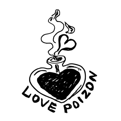 Vector illustration of a bottle and love and poison text. Love Poison Tattoo, Poison Drawing, Poison Illustration, Poison Drawings, Love Poison, Poison Heart, Love Cards For Him, Harry Potter Tattoo, Heart Illustration