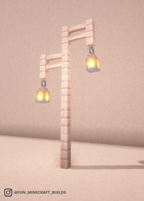 Cherry Blossom Street Lamp Minecraft, Cherry Blossom Lamp Post Minecraft, Cherry Wood Minecraft, Minecraft Street Lights, Minecraft Lamp Post Ideas, Barbie Minecraft, Minecraft Light Post, Minecraft Street Lamp, Minecraft Lamp Post