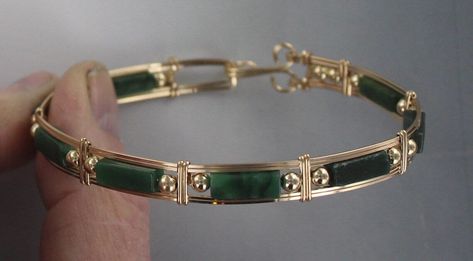 Green Jewelry Gold, Jade Bangle Stack, Gold Bangles With Stones, Gold And Jade Bracelet, Green Jewelry Aesthetic, Green Jeweled Bangle Bracelet, Gold And Green Jewelry, Elegant Gold Jade Bracelets, Green And Gold Jewelry