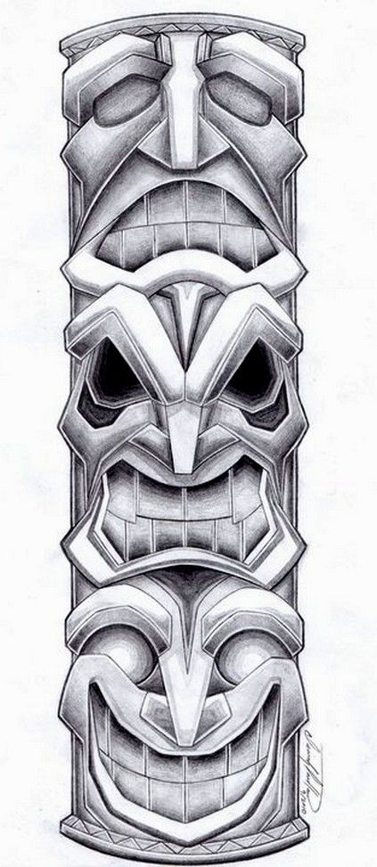 Totem Pole Tattoo Design by SpiderLAW Totem Drawing, Totem Pole Tattoo, Pole Tattoo, Totem Tiki, Biomech Tattoo, Tiki Tattoo, Totem Tattoo, Tato Henna, Tiki Totem