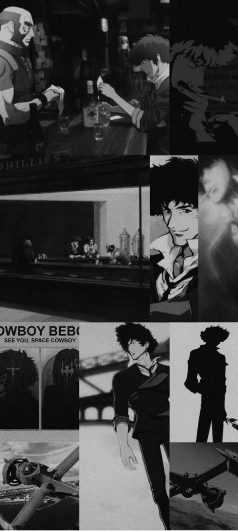 Cowboy Bebop Black And White, Spike Cowboy Bebop Manga, Cowboy Bebop Manga, Manga Wallpaper Black And White, Cowboy Bebop Aesthetic, Cowboy Bebop Tattoo, Cowboy Bebop Wallpapers, Cowboy Bebop Anime, Spike Spiegel