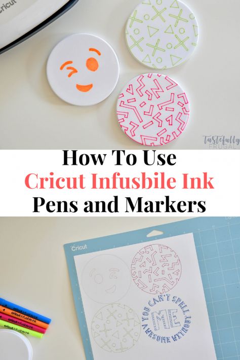 Everything you need to know about Cricut Infusible Ink Pens and Markers including step by step tutorial for making coasters and tips for making your projects last! Making Coasters With Cricut, Infusable Ink Markers, Cricut Infusible Ink Pens, Cricut Apps, Infusible Ink Pens, Making Coasters, Pens And Markers, Jennifer Maker, Cricut Art