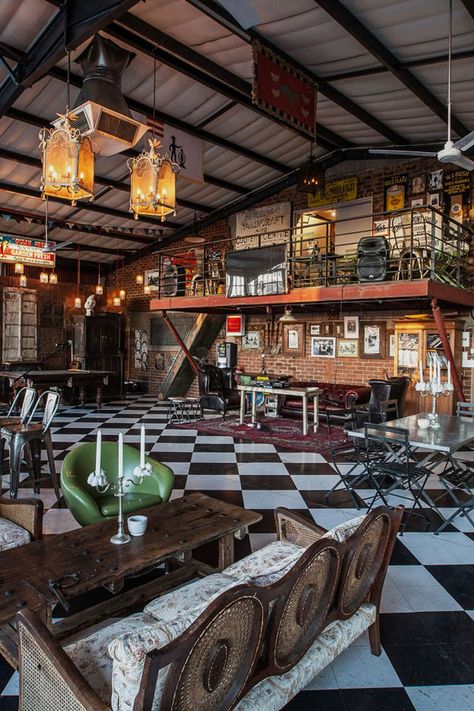 Sir James van der Merwe, Johannesburg #GoldStandard2015 Photo: Charles Johnstone Industrial Loft Design, Bar Shed, Industrial Restaurant, Food Cart Design, Cozy Coffee Shop, Pizza Bar, Interior Design Consultation, Brew Pub, Garage Bar