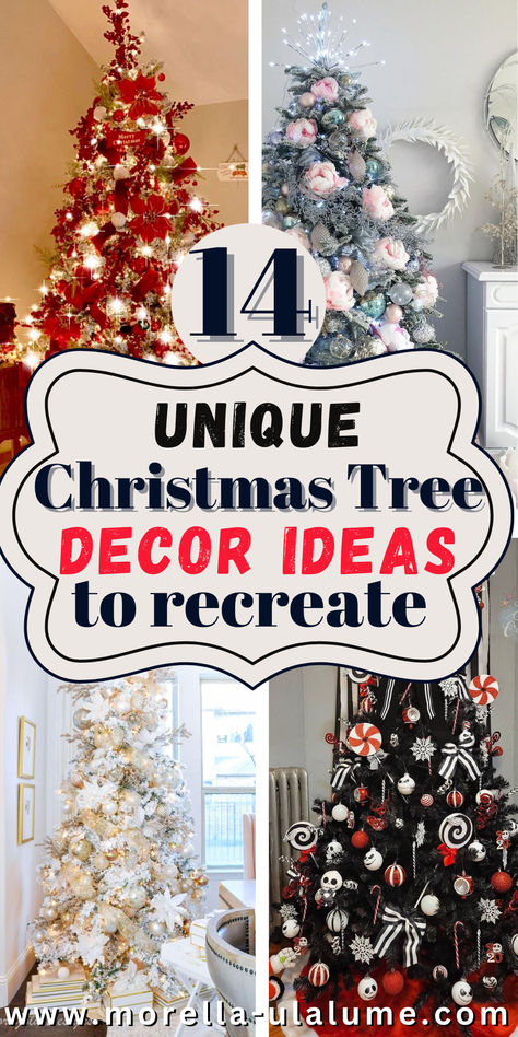 Get inspired with beautiful Christmas tree decoration ideas for 2024! 🎄✨ From traditional red and gold to simple white and green themes, discover elegant and DIY Christmas tree decor ideas to fit any style. Explore the latest trends and timeless looks for your tree this holiday season. Click now for creative ideas and themes to make your Christmas tree shine! Elegant Simple Christmas Tree, Simple Red And White Christmas Tree, Cheap Christmas Tree Decorations, Decorating White Christmas Tree Ideas, Christmas Tree Decor Ideas 2024 Trends, Christmas Trees Themes, Fun Christmas Tree Ideas For Kids, Christmas Tree Themes Colors 2024, Tree Ideas