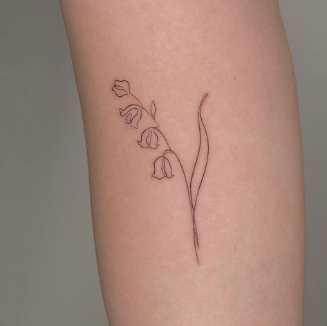 Lily Of The Valley Tattoo Dainty, Single Line Lily Of The Valley Tattoo, One Line Lily Of The Valley, Lily Of The Valley Tattoo Small Simple, Lily Of The Valley One Line Tattoo, Lily Of The Valley Tattoo Line Art, Delicate Inner Arm Tattoo, Line Art Lily Of The Valley, Lily Or The Valley Tattoo