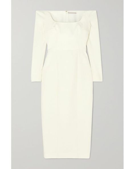 Emilia Wickstead Birch Off-the-shoulder Cloqué Midi Dress in White | Lyst Town Hall Wedding, Emilia Wickstead, Wedding Rehearsal Dinner, Wedding Rehearsal, A Town, Wedding Photo Inspiration, Town Hall, White Midi Dress, Rehearsal Dinner