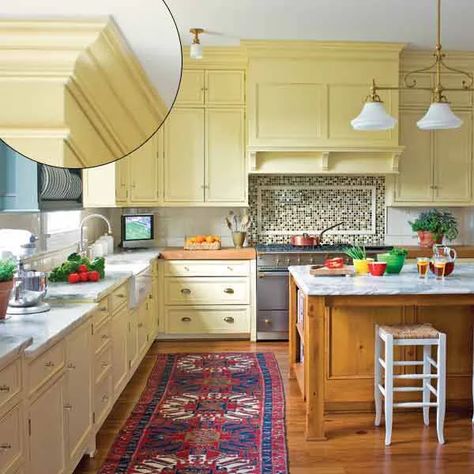 Pastel Yellow Kitchen, Kitchen Remodel Ideas Before And After, Small Kitchen Decorating Ideas, Yellow Kitchens, Small Kitchen Ideas On A Budget, Yellow Kitchen Designs, Yellow Kitchen Cabinets, Dark Counters, Yellow Cabinets