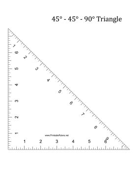 This printable triangle has two 45 degree angles and a 90 degree angle at its vertices. Free to download and print Printable Ruler, Triangle Drawing, Adult Color By Number, Paper House Template, Triangle Template, Bill Of Sale Template, Measuring Scale, Graphing Worksheets, 45 Degree Angle