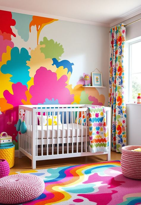 Nursery Room Ideas Baby Nursery Colorful, Interactive Decor, Bold Nursery, Modern Nursery Room, Nursery Colorful, Color Nursery, Nursery Room Ideas, Nordic Nursery, Calm Nursery