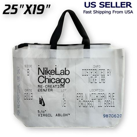 Brand New Ready To Ship. Rare Tote Bag. Dimensions Are 25"X19"X5.5" Off White Virgil Abloh, Off White Nike, Luggage Shop, Virgil Abloh, White Nikes, White Bag, Nike Shoes, Nike Women, Bag Accessories