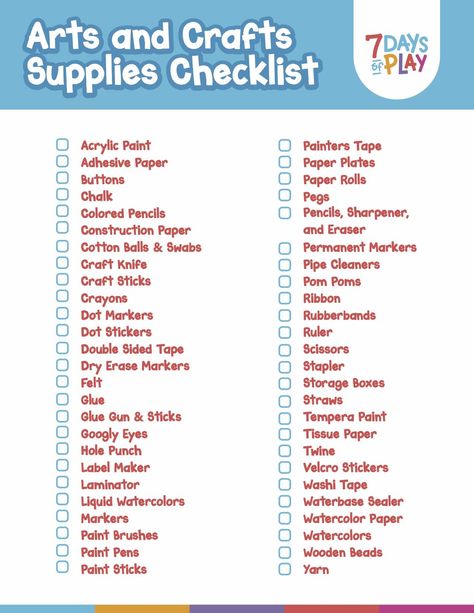 Art Supply List - A Comprehensive Guide - 7 Days of Play Art Materials List, Art Supplies List, Straw Crafts, Marker Crafts, Marker Storage, Art And Craft Materials, Marker Paper, Drawing Supplies, Supply List