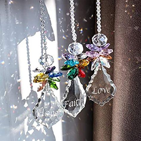 PRICES MAY VARY. Crystal Rainbow Beauty: This exquisite crystal ornament set, featuring a stunning rainbow of colors, can be hung in any window to create a mesmerizing display of light. Material: Crystal. Size: 10*1.4 in Features of Our Suncatcher: Compared with others, the most unique part of our crystal pendant is high grade K9 crystal captures sun's rays and creates rainbow like light spots Versatile Decorative Piece: Not only is this crystal ornament perfect for hanging in windows, but it ca Rainbow Angel, Rainbow Ornaments, Window Suncatchers, Suncatcher Window, Crystal Rainbow, Crystal Angels, Rainbow Light, Hanging Crystals, Rainbow Maker