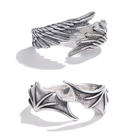 Angel Demon, Couples Rings, Demon Wings, Trendy Ring, Cuff Rings, Matching Rings, Thumb Rings, Couple Rings, Retro Stil