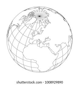 Similar Images, Stock Photos & Vectors of Outline Earth globe with map of World focused on North America. Vector illustration. - 1009543609 | Shutterstock Globe Outline, World Outline, Map Of World, Illustration Outline, Outline Images, Earth Globe, Drawing Techniques, Tattoo Drawings, Graphic Illustration