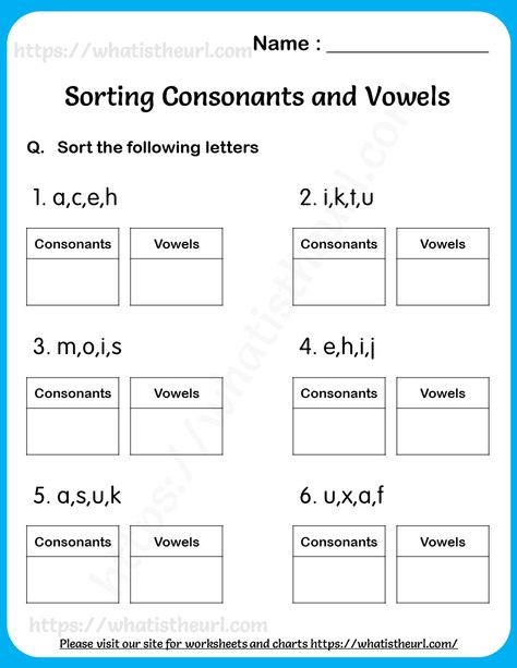 Consonant Vowel Worksheet, Vowels Consonants Worksheet, Vowel Vs Consonants, Consonants And Vowels Activities, Vowels Vs Consonants, Vowel And Consonant, Vowels Letters Worksheet, Vowel Consonant, Consonants Worksheets Grade 1