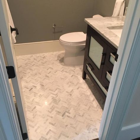 75 Powder Room Ideas You'll Love - January, 2023 | Houzz Powder Room Floor Ideas, Powder Room Tile Ideas, Powder Room Floor Tile, Transitional Powder Room Ideas, Powder Room Floor, Grey Powder Room, Powder Room Tile, Grey Marble Floor, Room Floor Tiles