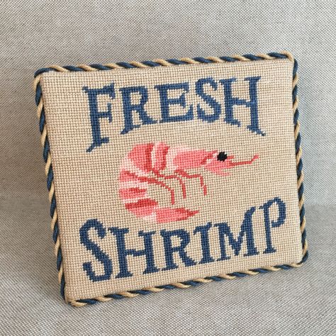 Shrimp Cross Stitch, Needlepoint Christmas, Cross Stitch Needles, Stitch Ideas, Needle Point, Cross Stitch Animals, Cross Stitching, Cross Stitch Chart, Cross Stitch Designs