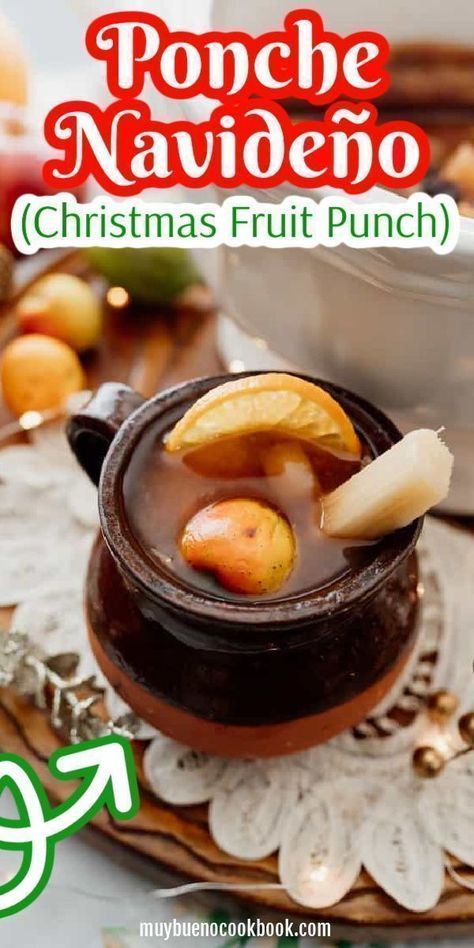 This Ponche Navideño, also known as a Christmas fruit punch, is packed with flavor and great for your Christmas parties! Filled with delicious and unique ingredients, this recipe is sure to transport you somewhere a little warmer during the holiday season. This punch is wonderful to serve at any holiday party or event. Grab your ingredients and try this recipe today! Christmas Fruit Punch, Ponche Recipe, Traditional Mexican Christmas, Bueno Recipes, Unique Ingredients, Mexican Night, Homemade Apple Cider, Mocktail Recipes, Mexican Christmas