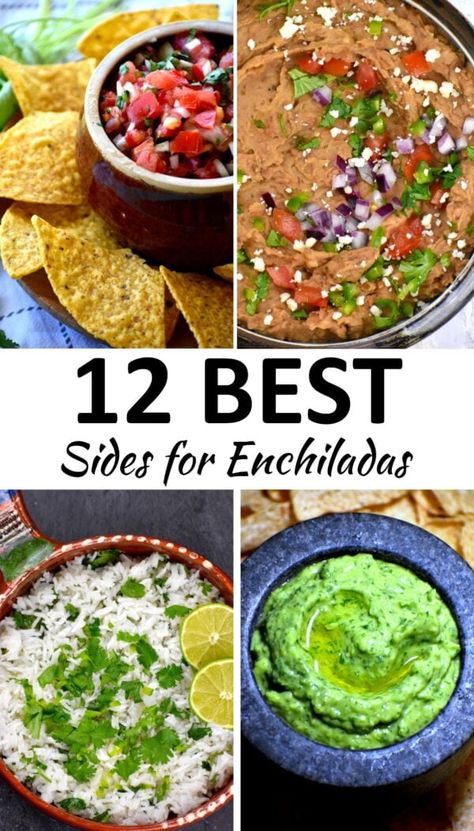 sides for enchiladas pin What To Serve With Enchiladas, Side For Enchiladas, Enchiladas Sides, Sides For Enchiladas, Side Dishes For Enchiladas, Side Dish For Enchiladas, Best Sides, Mexican Street Corn Salad, Popular Side Dishes