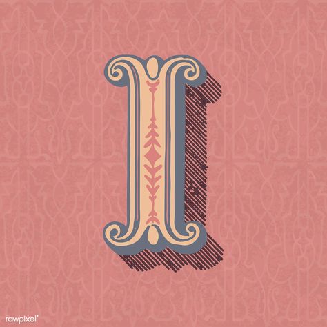 Capital letter I vintage typography style | free image by rawpixel.com / sasi Letter H Design, The Letter I, Hand Lettering Alphabet, 카드 디자인, Font Inspiration, Illuminated Letters, Creative Fonts, Lettering Tutorial, Vintage Lettering