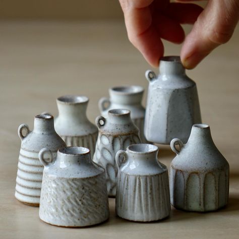 Pottery • Instagram Interesting Pottery, Tiny Pottery, Mini Vases, Ig Profile, Rustic Pottery, Pottery Vases, Mini Vase, Work Bench, Pottery Vase