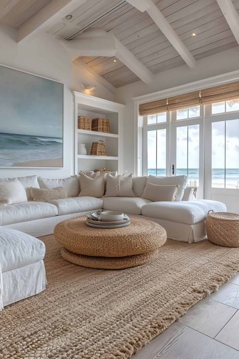 Malibu Apartment Aesthetic, Coastal Aesthetic House, Beach Aesthetic House, Beach Home Aesthetic, Mexico Beach House, Florida Living Room, Beach House Aesthetic, Malibu House, Malibu Beach House