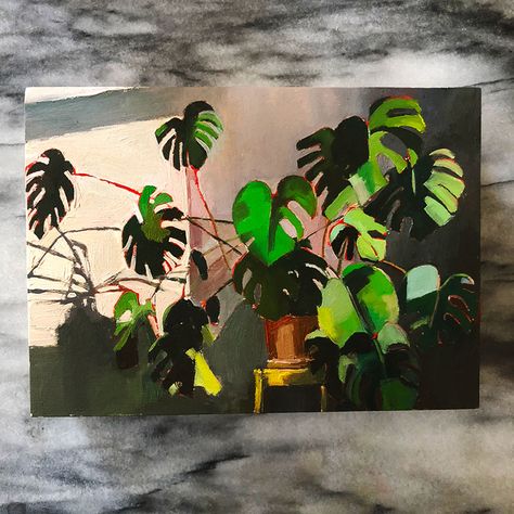 Plant Painting Acrylic, Monstera Painting, Plant Paintings, Easy Acrylic Painting Ideas, Acrylic Painting Ideas, Easy Acrylic Painting, Therapeutic Art, Plant Painting, Fluid Acrylics