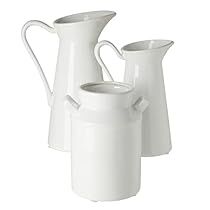 Farmhouse Vases, White Centerpieces, Pitcher Decor, White Centerpiece, White Pitcher, Jug Vase, Pitcher Vase, White Ceramic Vases, Room Display