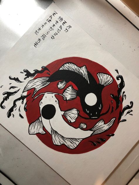 Fish Ying Yang, Koi Fish Drawing, Pen Art Drawings, Posca Art, Fish Drawings, Small Canvas Art, Book Art Diy, Doodle Art Designs, Art Drawings Sketches Creative