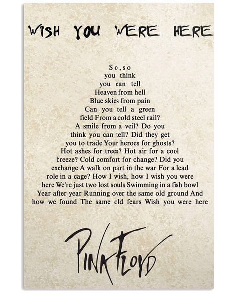 Wish you were here (so much!) Pink Floyd Tattoo Lyrics, Pink Floyd Quotes, Pink Floyd Wallpaper, Pink Floyd Lyrics, Pink Floyd Tattoo, Here Lyrics, Pink Floyd Art, Lyrics Tattoo, Richard Williams