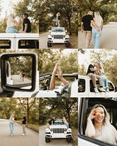 Love at first Jeep ❤️ @laurandjavier say they have a Jeep, say no more! The perfect love for this playful shoot! It always makes for the best session when you bring something you love or a hobby you enjoy to it! #tampaphotographer #stpetephotographer #clearwaterphotographer #wesleychapelphotographer #odessaphotographer #couplesphotography #couplesphotographer #flphotographer #njphotographer #lehighvalleyphotographer #jeepphotography #jeepwrangler #jeep #jeeplife #jeeplove #authenticlovemag... Jeep Photoshoot, Jeep Wedding, Car Couple, Jeep Pictures, 7 Year Anniversary, Jeep Photos, Say No More, Fall Family Photos, Jeep Renegade