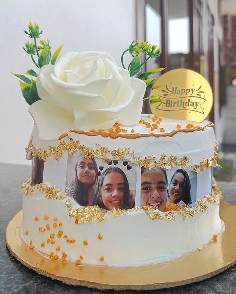 Faultline cakes are trending. But faultline cake + photos are lit! ❤️ Good job @varq_by_aditi . . . #photoreelcake #faultlinecake #photocake #cake #cakes #personalizedcake #customcake #cakefordays #cakeoftheday #cakedecorator #cakedesigner #cakeboss #cakesofinstagram #cakestagram #instacake #cakedecorating #edibleimagecakes #edibleart #alledible #ediblephotos⁠ Faultline Cake, Black And Gold Birthday Cake, Chocolate Birthday Cake Decoration, Edible Photo Cake, Cake For Husband, Gold Birthday Cake, Best Edibles, Buttercream Cake Decorating, Cake Photos