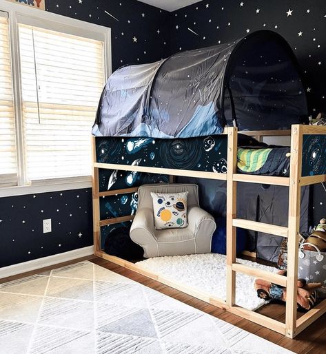 IKEA KURA BED Decal Space ikea kura bed boys Galaxy - Etsy France Kura Cama Ikea, Cama Ikea Kura, Kura Bed Hack, Bed Ikea, Comfortable Reading Nook, Cama Ikea, Ikea Kids Room, Ikea Kura Bed, Bed For Kids