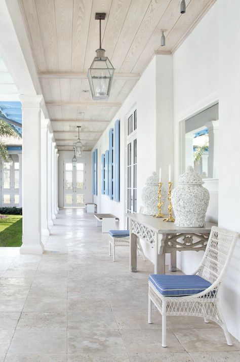 The Pink Pagoda: Blue and White in the Bahamas Bahamas Villas, Blue Shutters, Casa Exterior, Coastal Design, Coastal Homes, Outdoor Rooms, Coastal Style, Coastal Living, Bahamas