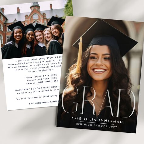 FIND YOUR GRADUATION ANNOUNCEMENTS, PARTY INVITES, AND MORE grad products AVAILABLE in MY #ZAZZLESTORE #graduate #graduation #mygraduationday🎓 #highschool Graduation Announcements High School, Grad Party Invitations, High School Photos, Photo Party, Grad Announcements, Photo Graduation Announcement, Grad Invitations, School Photo, Graduation Photography