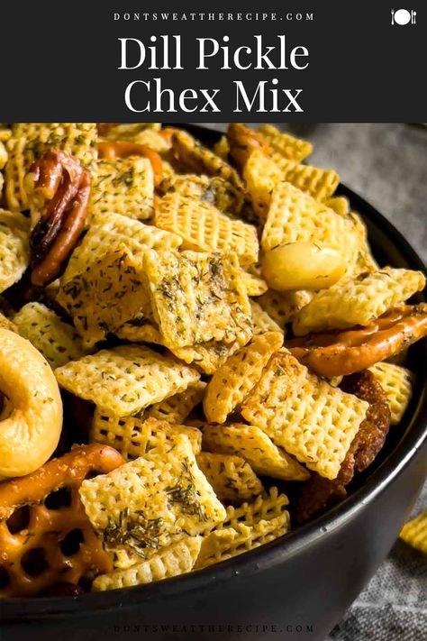 This homemade Dill Pickle Chex Mix combines classic crunchy Chex mix with a tangy and zesty flavor of dill pickles! Substitute For Worcestershire Sauce, Chex Mix Flavors, Savory Chex Mix Recipes, Party Mix Recipe, Homemade Chex Mix, Chex Mix Recipe, Chex Party Mix, Chex Mix Recipes, Snack Mix Recipes